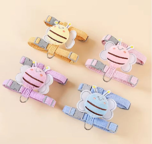 Set of cartoon monkey-themed dog collars on a beige background
