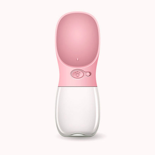 Pink pet water bottle on a white background